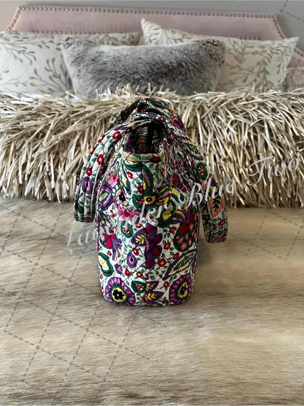 VERA BRADLEY Viva La Vera 2011 Mandy Tote Purple Green Zipper Pockets Y2K Floral